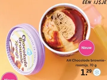 Aanbieding: AH Chocolade brownie-roomijs