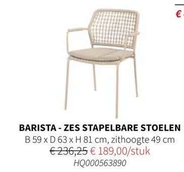 Promotie: Barista - zes stapelbare stoelen