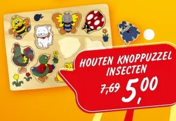 Aanbieding: HOUTEN KNOPPUZZEL INSECTEN