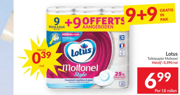 Promotie: Toiletpapier Moltonel