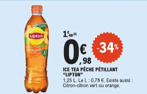 Offre: Ice tea pêche pétillant