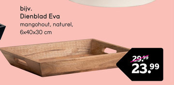 Aanbieding: Dienblad Eva - naturel - mangohout - 40x30x6 cm
