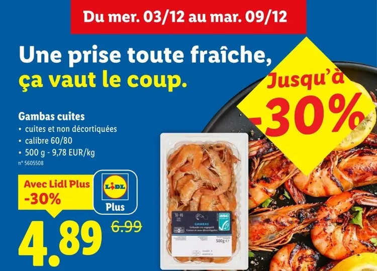 Offre: Gambas cuites
