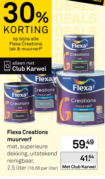 Aanbieding: Bijna alle Flexa Creations lak & muurverf