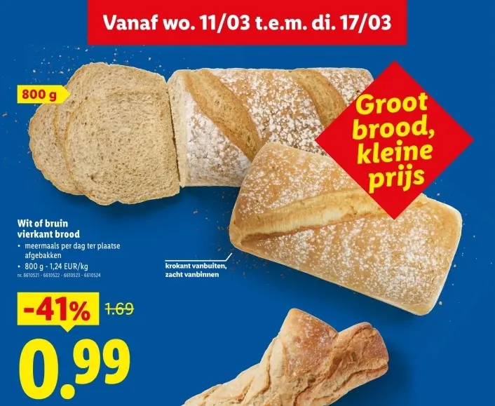 Promotie: Wit of bruin vierkant brood