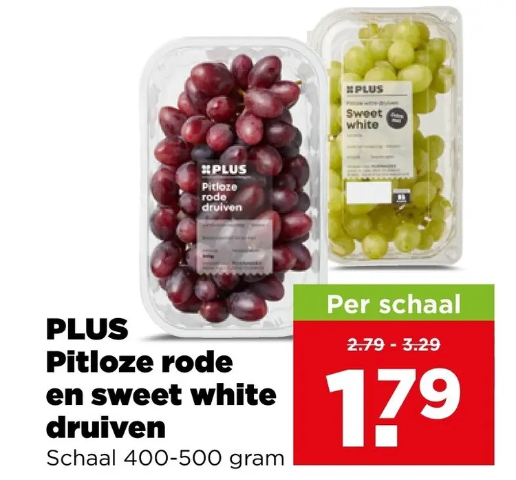 Aanbieding: PLUS Pitloze rode en sweet white druiven