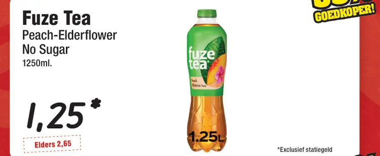 Aanbieding: Fuze Tea Peach-Elderflower No Sugar