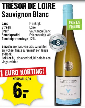 Aanbieding: Tresor de Loire Sauvignon Blanc 75 cl