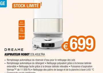 Offre: Aspirateur robot d3l40ultra