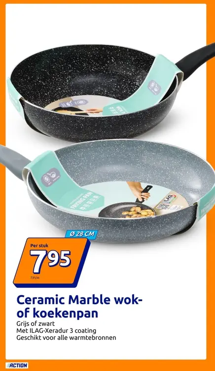 Aanbieding: Ceramic Marble wok- of koekenpan