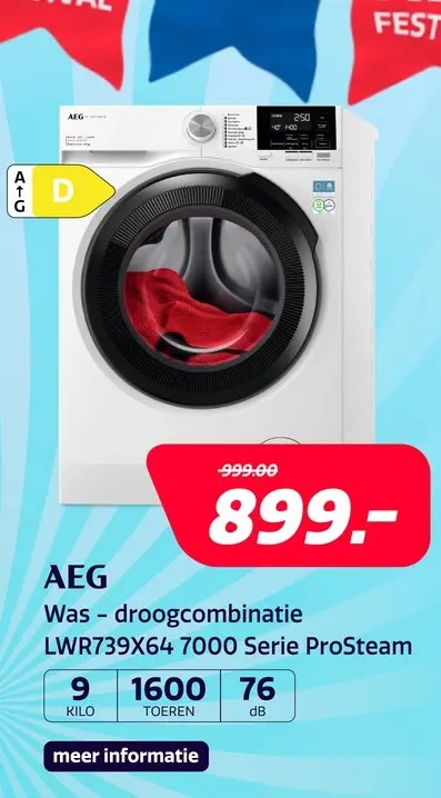 Aanbieding: AEG LWR739X64 7000 Serie ProSteam