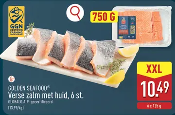 Aanbieding: Verse zalm met huid, 6 st.