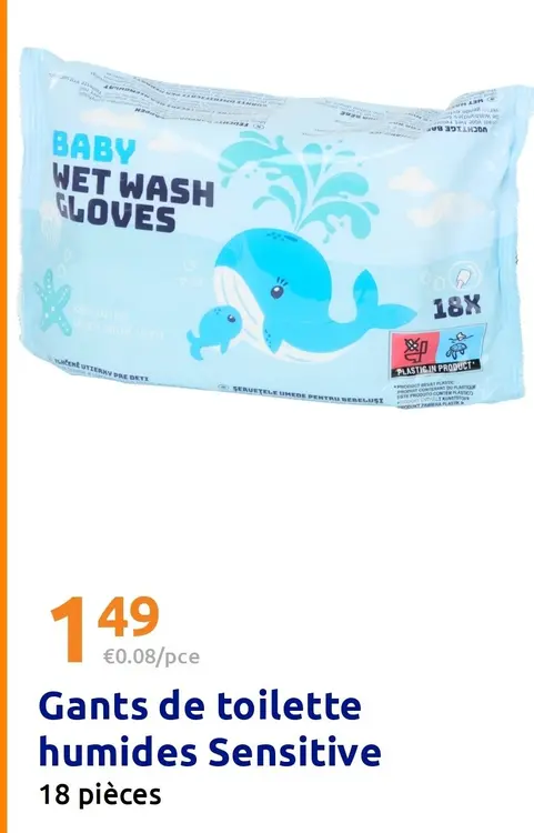 Offre: Gants de toilette humides Sensitive