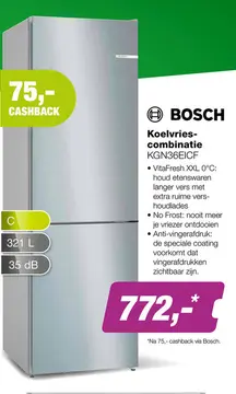 Aanbieding: BOSCH KGN36EICF Serie 4 Koel-vriescombinatie