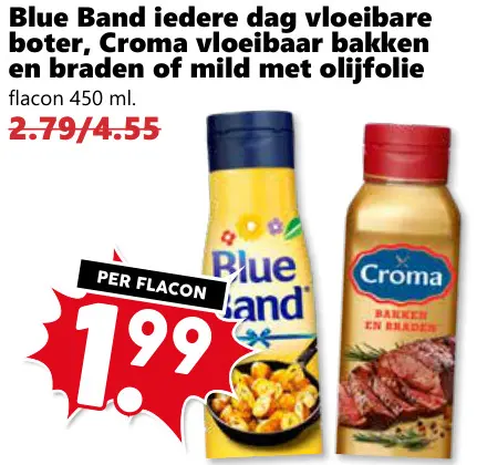 Aanbieding: Iedere dag vloeibare boter, vloeibaar bakken en braden of mild met olijfolie