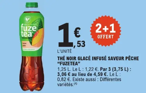 Offre: Thé noir glacé infusé saveur pêche