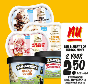 Aanbieding: BEN & JERRY'S OF HERTOG MINI'S