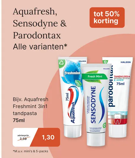 Aanbieding: Aquafresh, Sensodyne & Parodontax