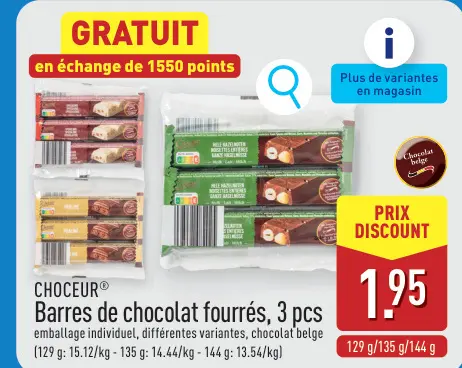 Offre: Barres de chocolat fourrés