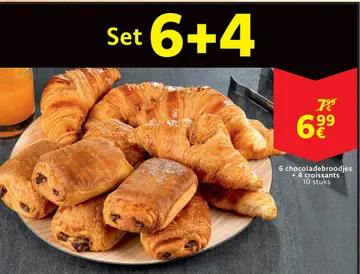 Aanbieding: 6 chocoladebroodjes + 4 croissants