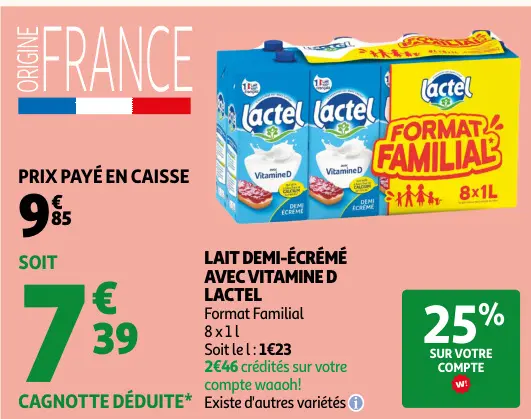 Promotie: Lait demi-écrémé avec vitamine d