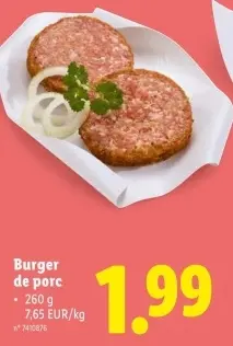 Offre: Burger de porc