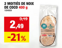 Offre: 2 MOITIÉS DE NOIX DE COCO