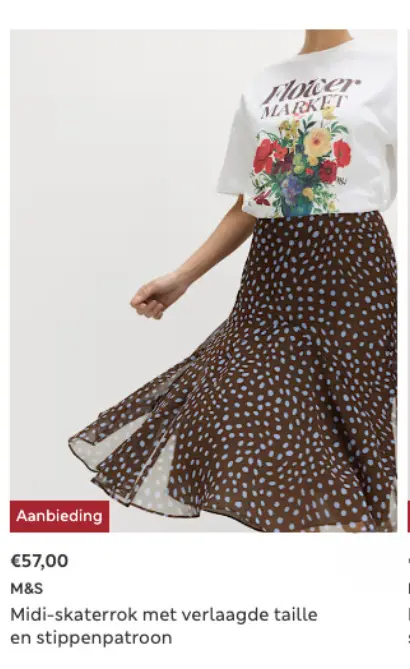 Promotie: Midi-skaterrok met verlaagde taille en stippen