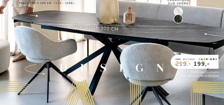 Offre: Montello, table à rallonge 200 x 100 cm. (+ 2 x 50) - pied central - plateau en ceramique - blanc