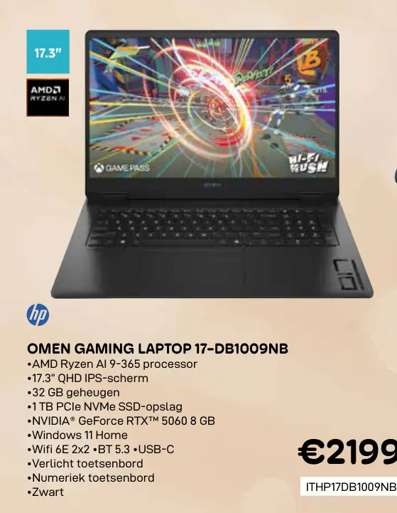 Aanbieding: Omen gaming laptop 17-db1009nb