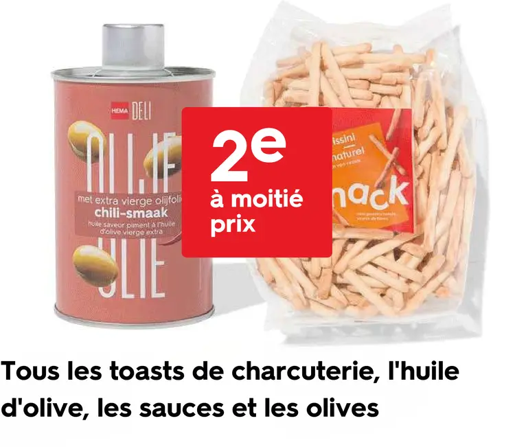 Offre: Tous les toasts de charcuterie, l'huile d'olive, les sauces et olives