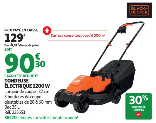 Offre: Tondeuse électrique 1200 W