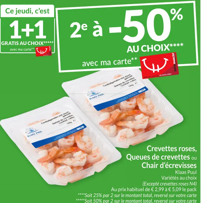 Offre: Crevettes roses, Queues de crevettes ou Chair