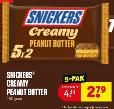 Aanbieding: Snickers creamy peanut butter