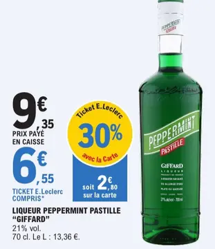 Offre: Liqueur peppermint pastille "GIFFARD"