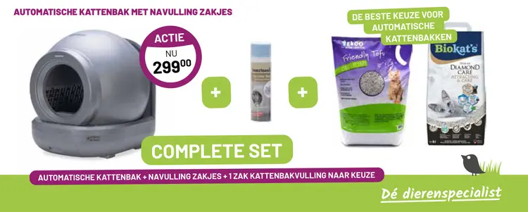 Aanbieding: Automatische kattenbak met navulling zakjes