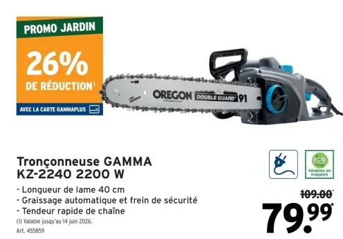 Offre: Tronçonneuse GAMMA KZ-2240 2200 W
