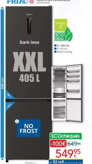 Promotie: FRIAC Koel/Vries Combinatie UD3700DIXNF