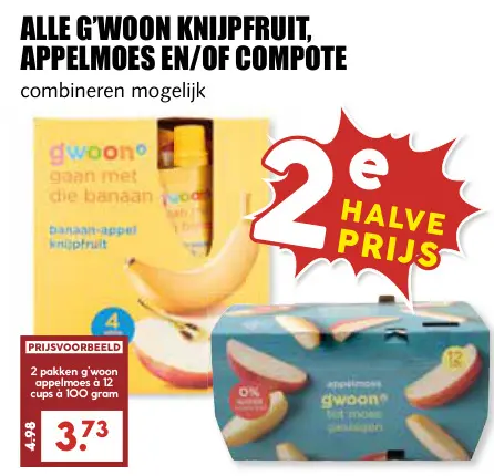 Aanbieding: Alle G'Woon knijpfruit, appelmoes en/of compote