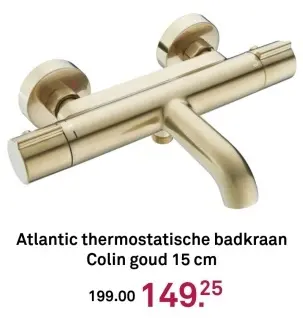 Aanbieding: thermostatische badkraan Colin goud 15 cm