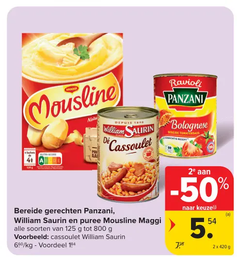Promotie: Bereide gerechten Panzani, William Saurin en puree Mousline Maggi