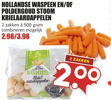 Aanbieding: Waspeen en/of stoom krielaardappelen