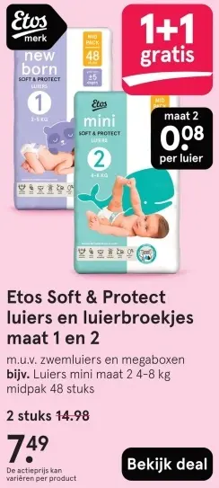 Aanbieding: Soft & Protect luiers en luierbroekjes maat 1 en 2