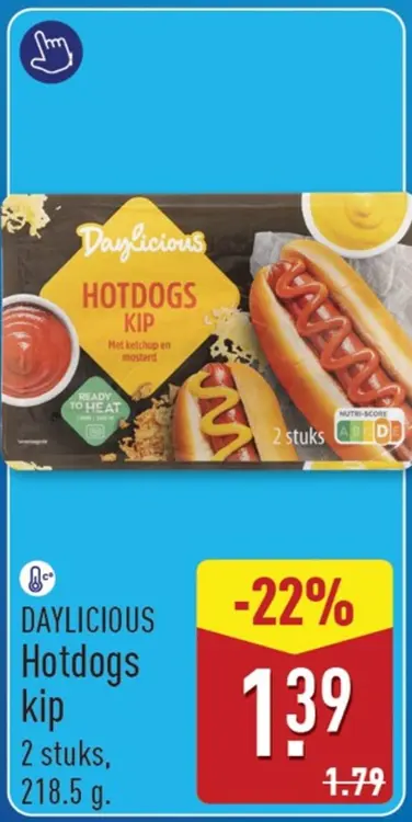 Aanbieding: Daylicious Hotdogs kip