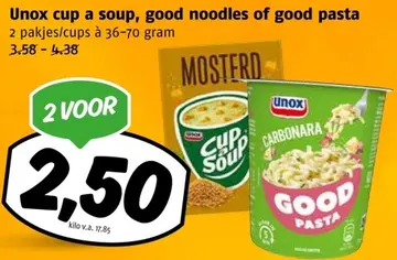 Aanbieding: Unox cup a soup, good noodles of good pasta
