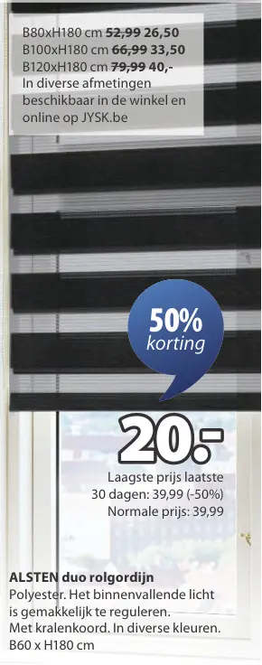 Promotie: ALSTEN duo rolgordijn