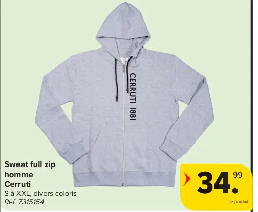 Offre: Sweat full zip homme