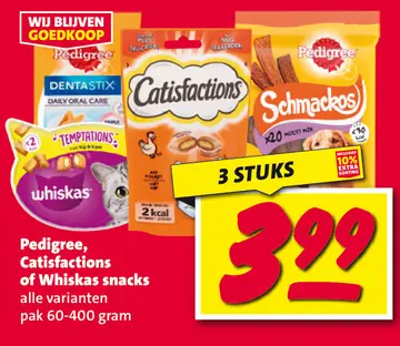 Aanbieding: Pedigree, Catisfactions of Whiskas snacks