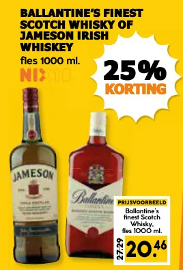 Aanbieding: Ballantine's finest scotch whisky of Jameson Irish whiskey