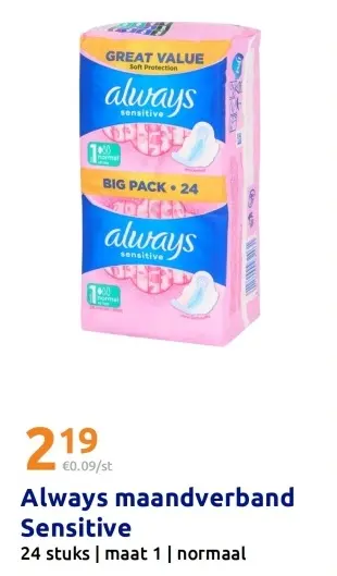 Aanbieding: Always maandverband Sensitive